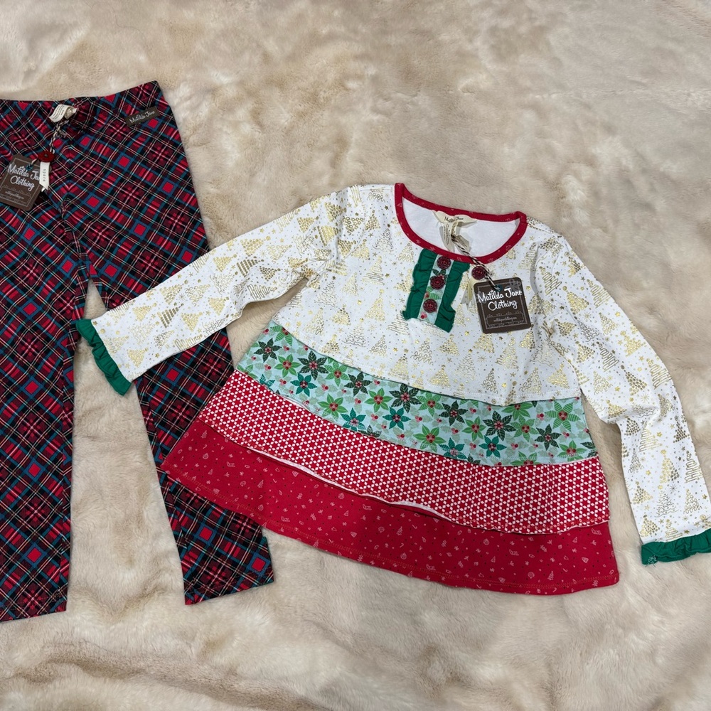 Matilda Jane Red and Green Kids Matching Set